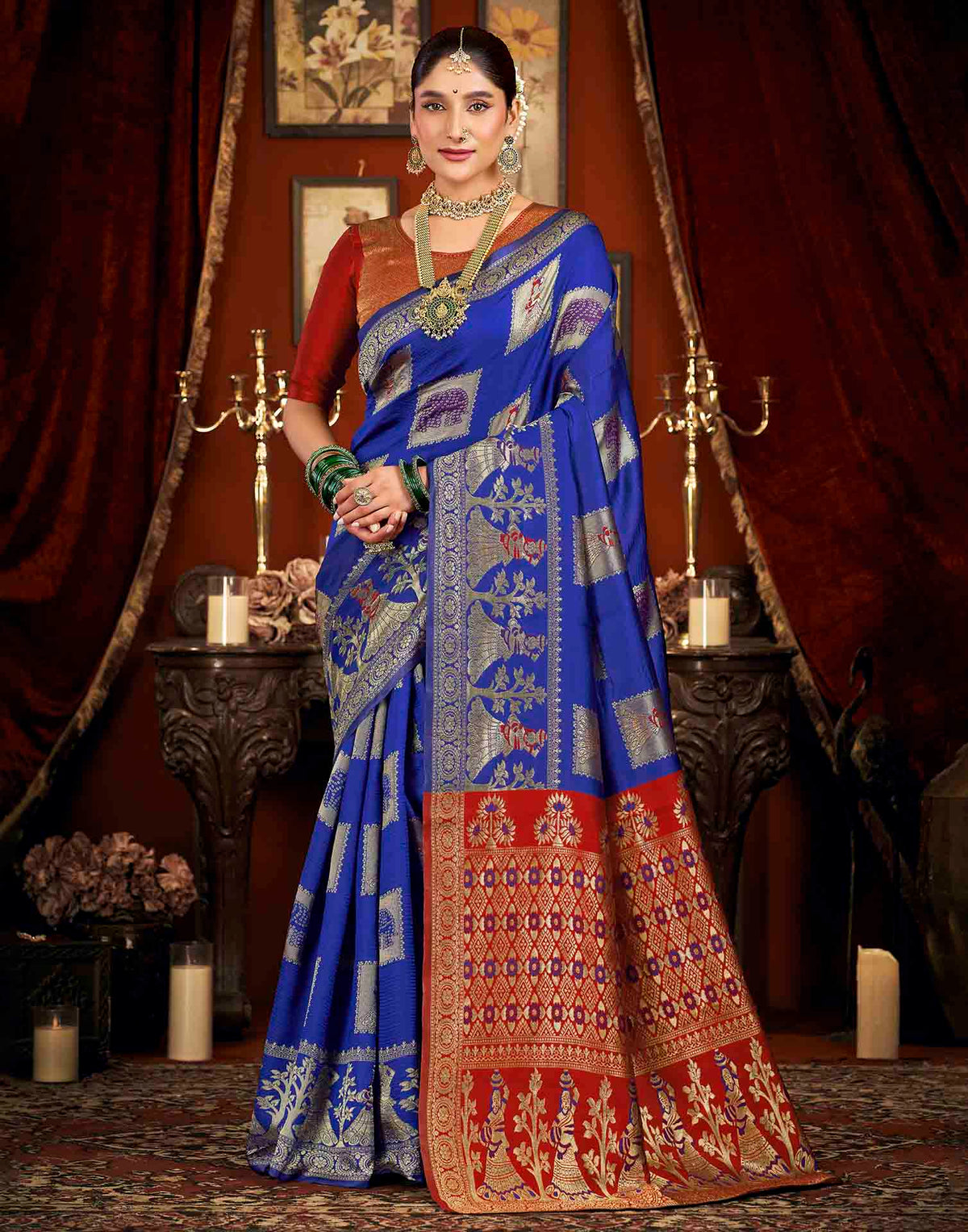Blue Silk Woven Banarasi Saree