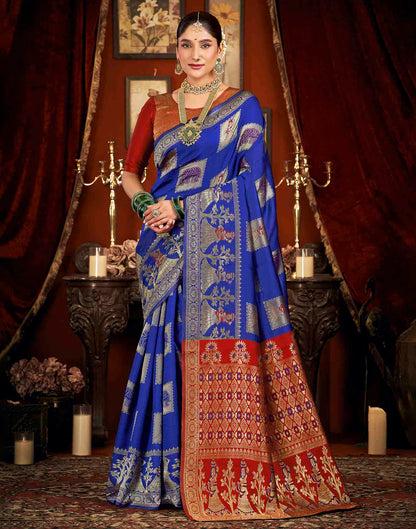 Blue Silk Woven Banarasi Saree