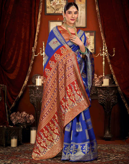 Blue Silk Woven Banarasi Saree