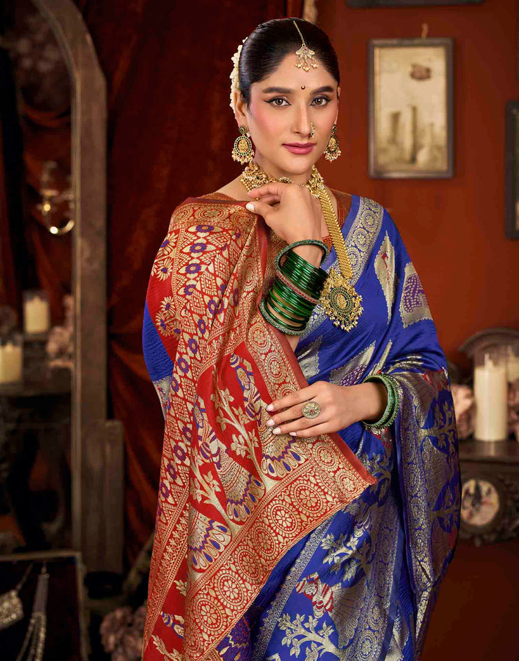 Blue Silk Woven Banarasi Saree