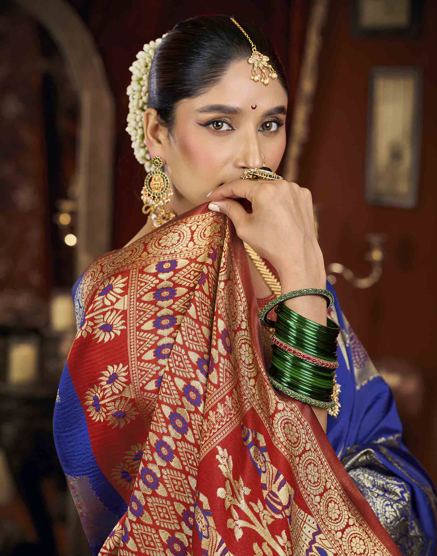 Blue Silk Woven Banarasi Saree
