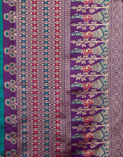 Rama Blue Silk Woven Banarasi Saree