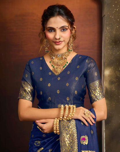 Royal Blue Silk Woven Paithani Saree