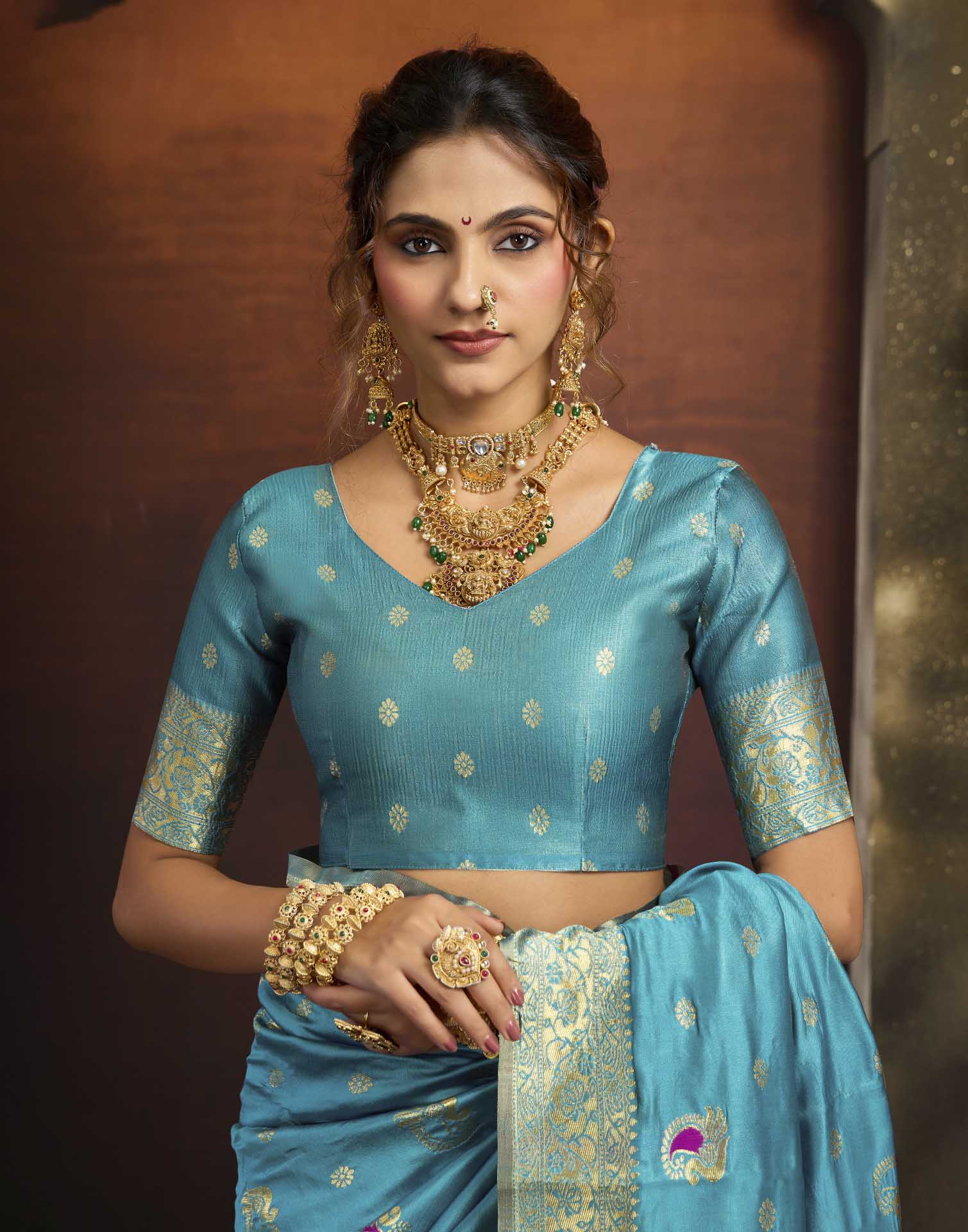Sky Blue Silk Woven Paithani Saree