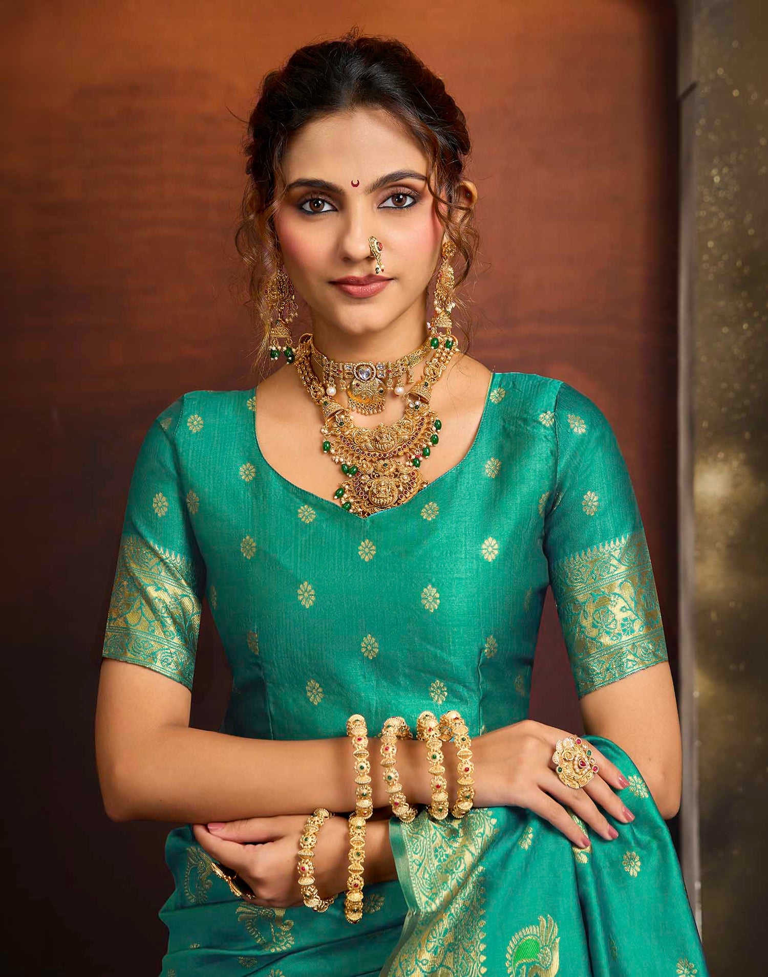 Turquoise Silk Woven Paithani Saree