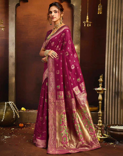 Magenta Silk Woven Paithani Saree
