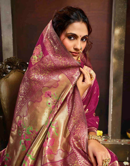 Magenta Silk Woven Paithani Saree