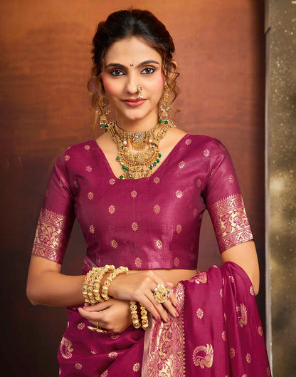 Magenta Silk Woven Paithani Saree