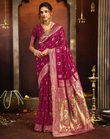 Magenta Silk Woven Paithani Saree