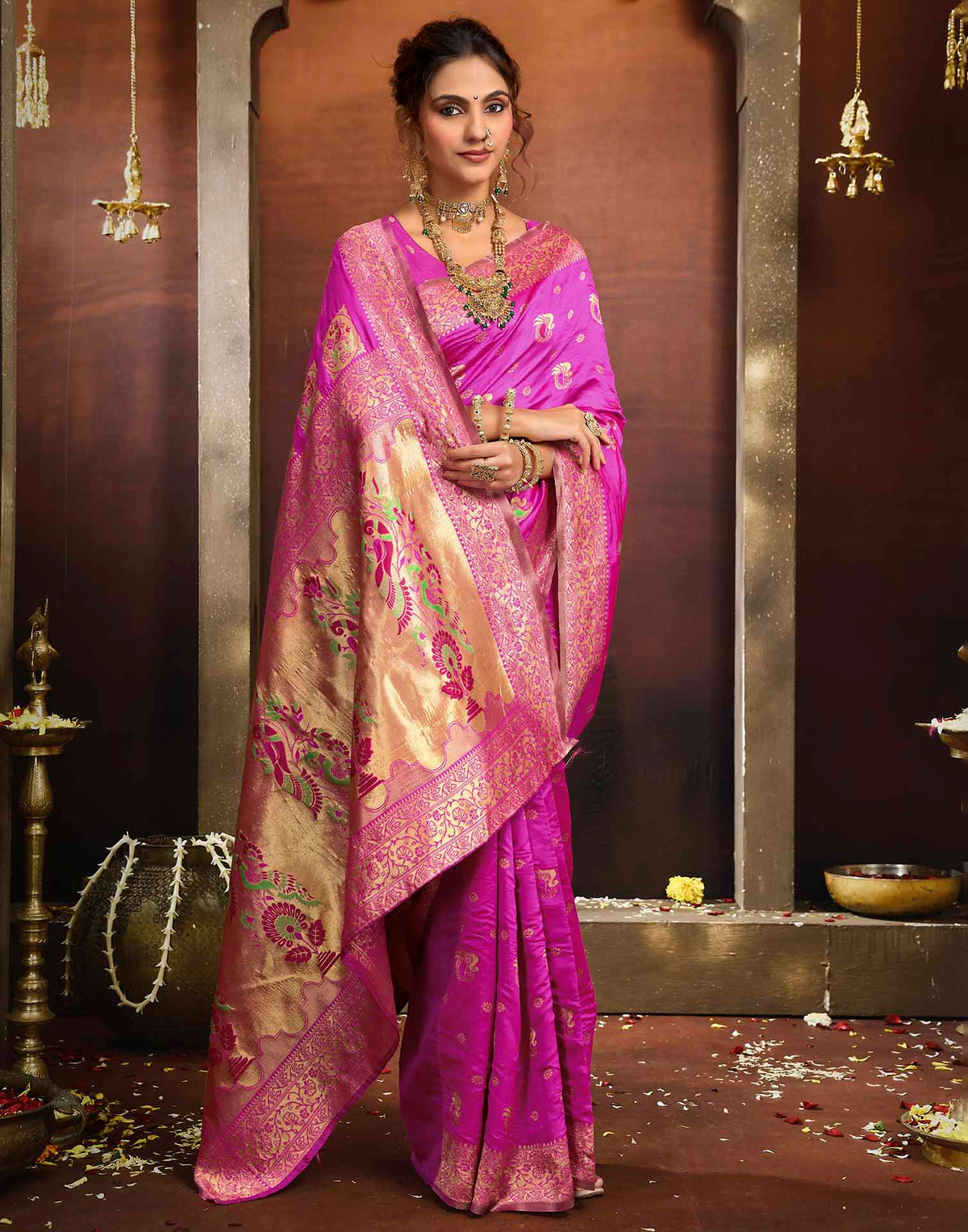 Pink Silk Woven Paithani Saree