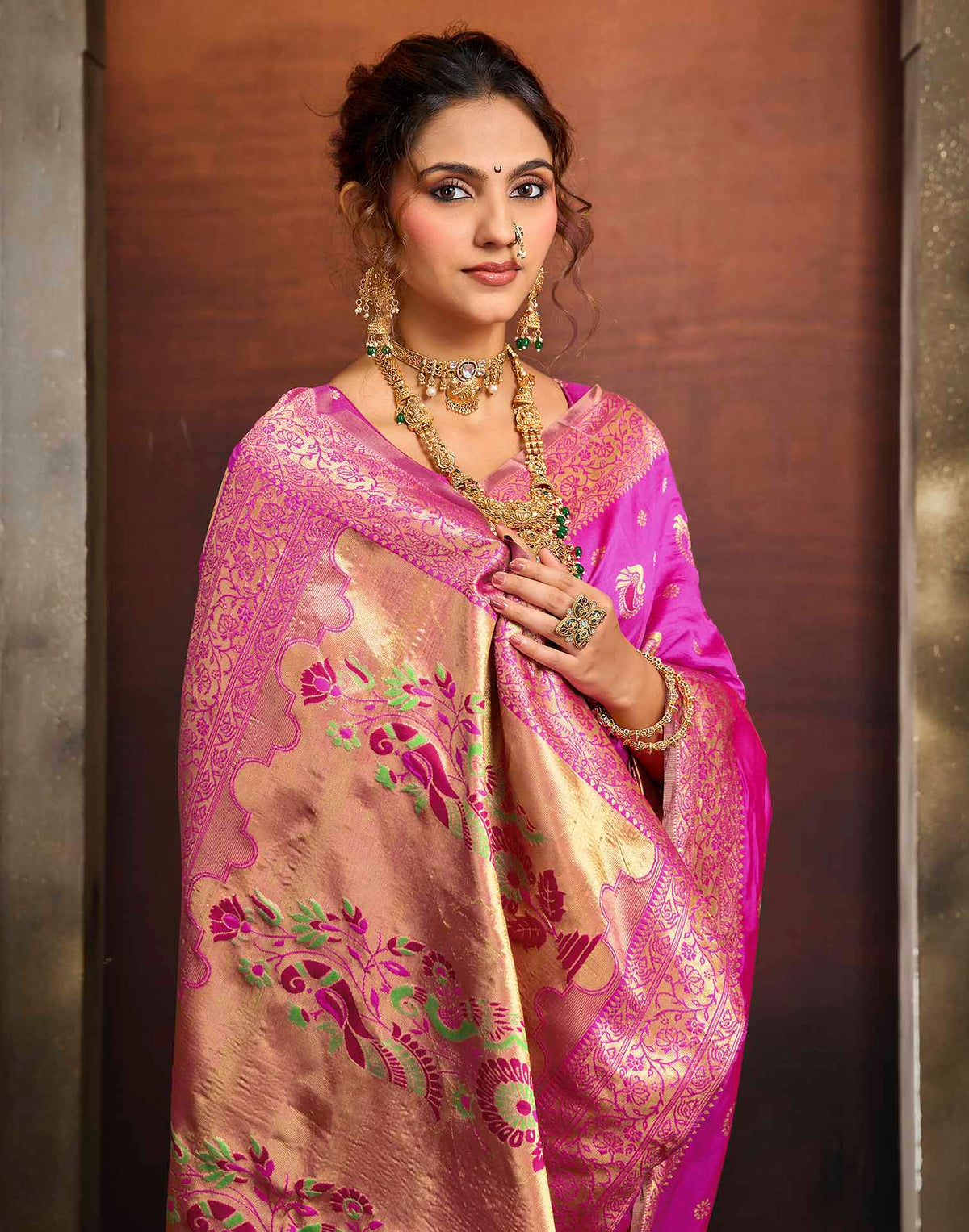 Pink Silk Woven Paithani Saree