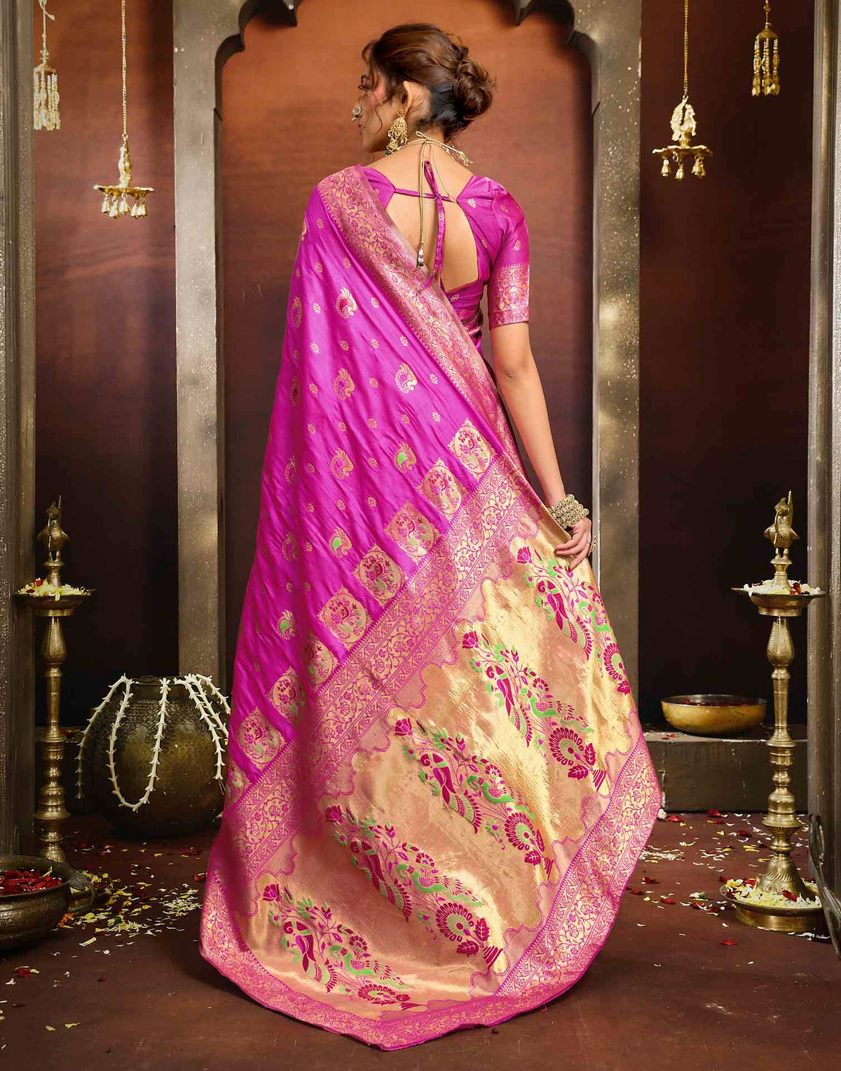 Pink Silk Woven Paithani Saree