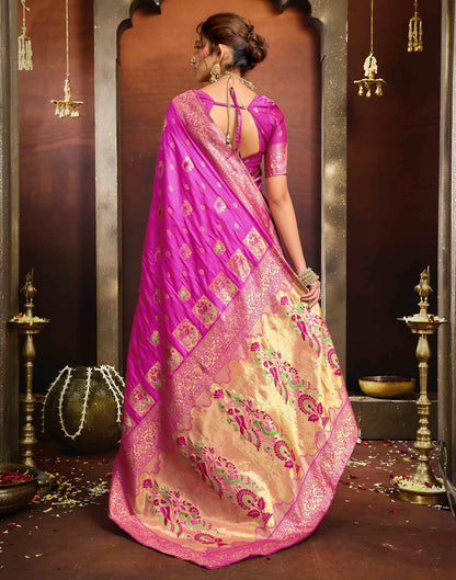 Pink Silk Woven Paithani Saree