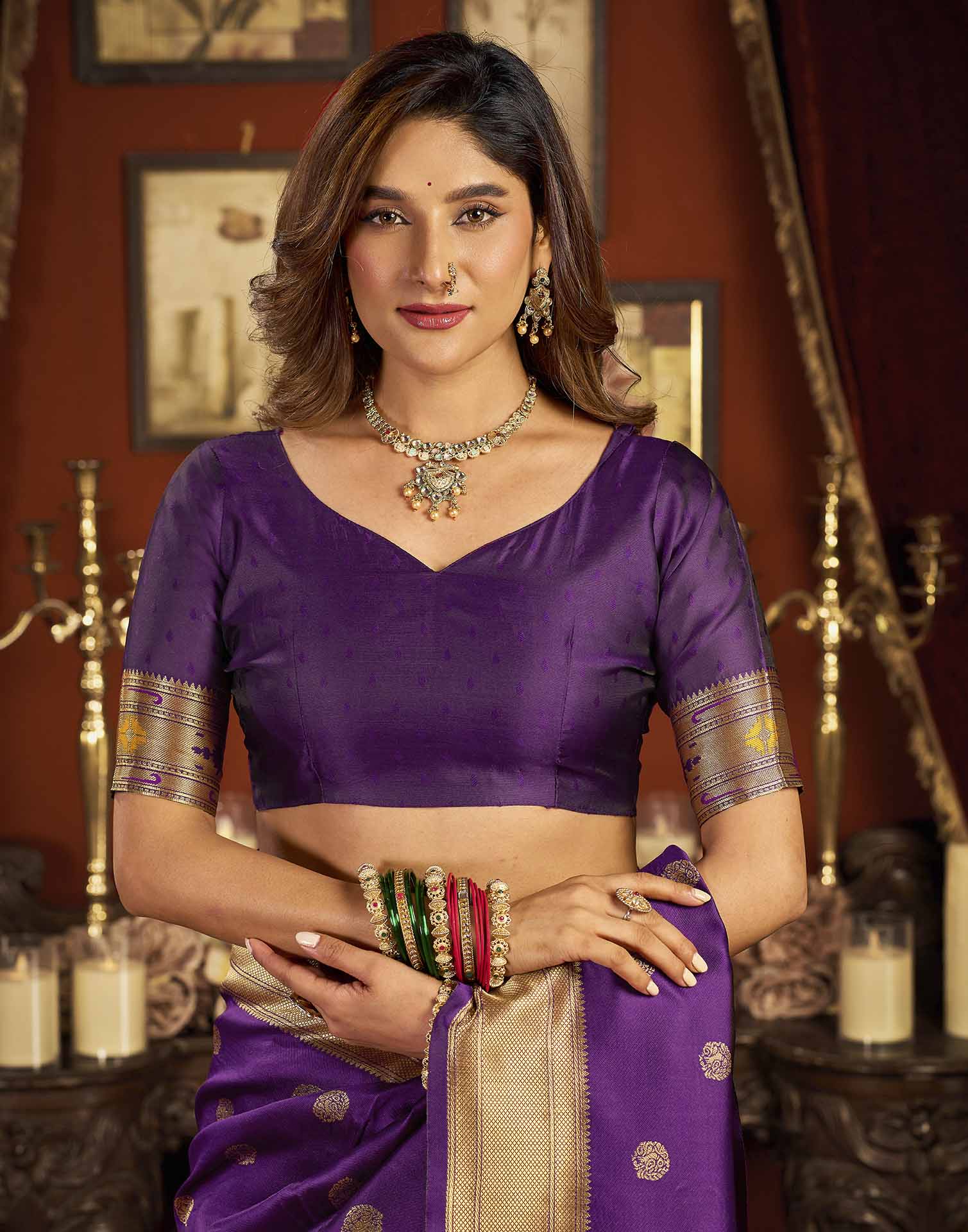Purple Silk Woven Paithani Saree