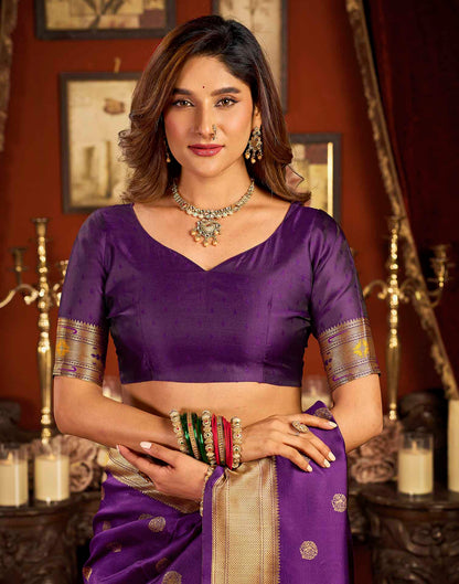 Purple Silk Woven Paithani Saree