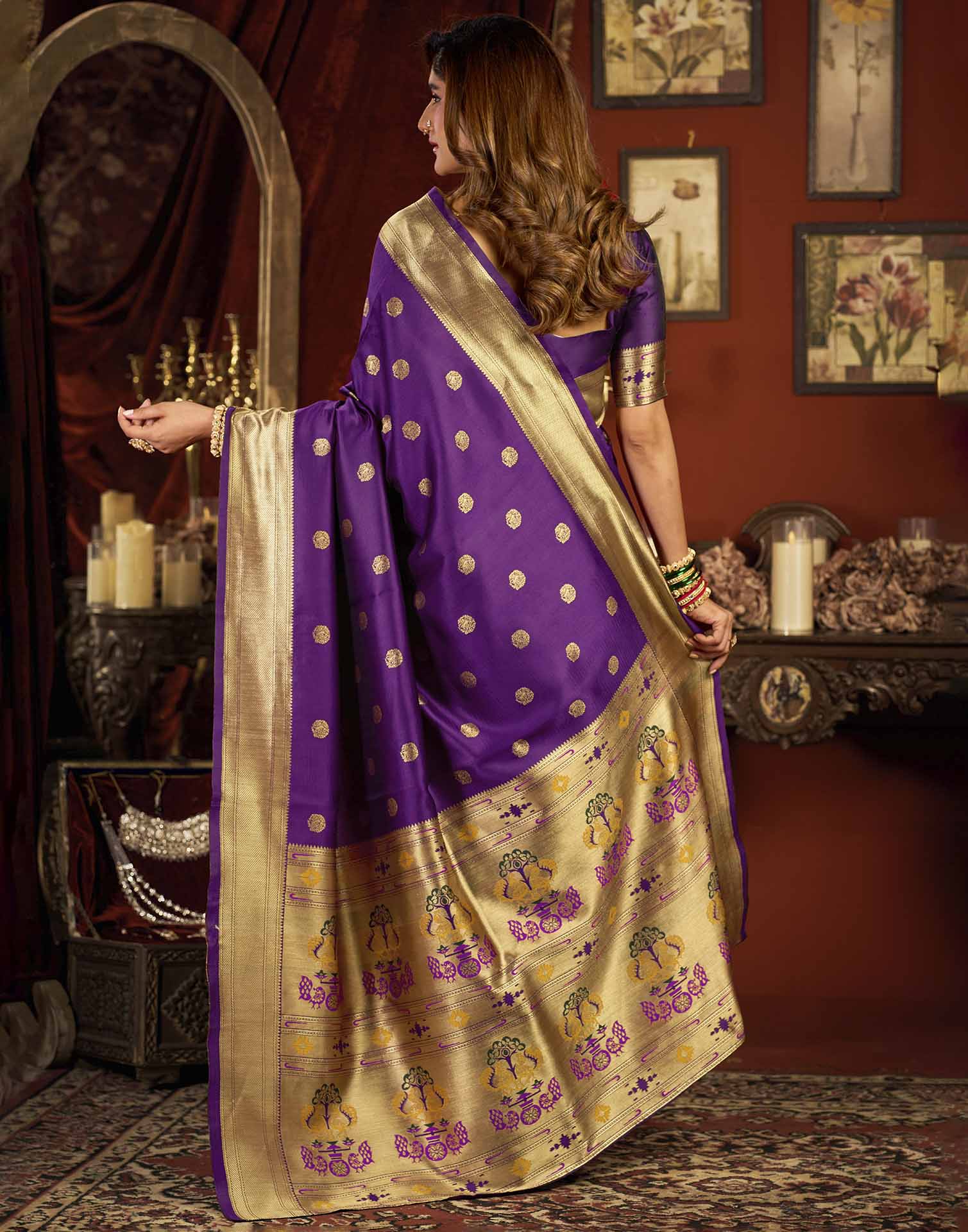 Purple Silk Woven Paithani Saree