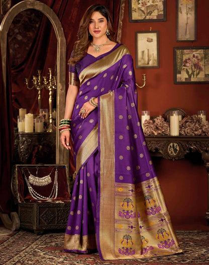 Purple Silk Woven Paithani Saree