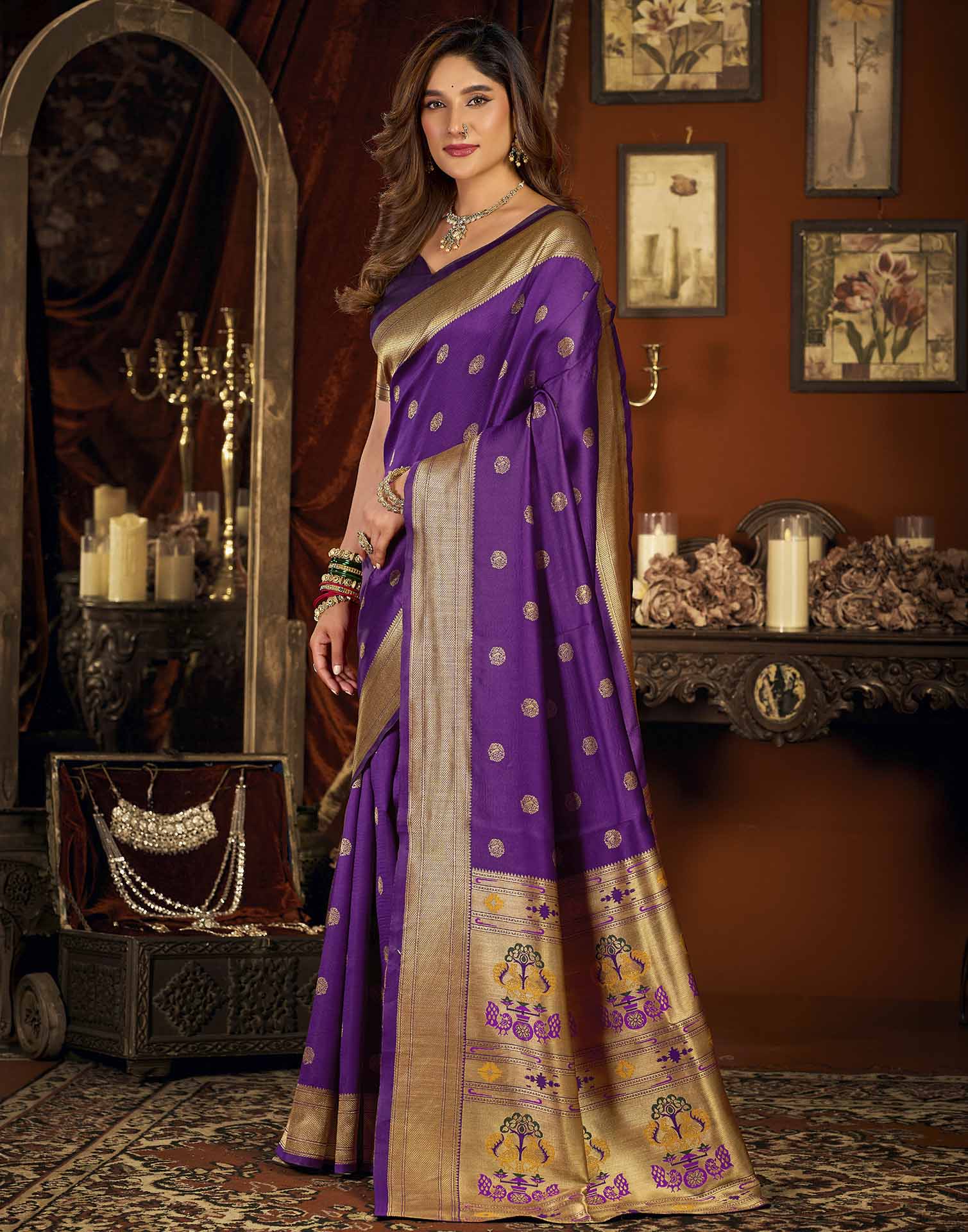 Purple Silk Woven Paithani Saree