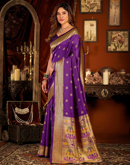 Purple Silk Woven Paithani Saree