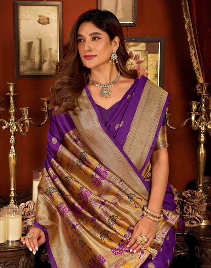 Purple Silk Woven Paithani Saree