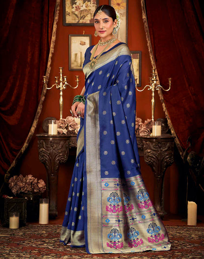 Royal Blue Silk Woven Paithani Saree