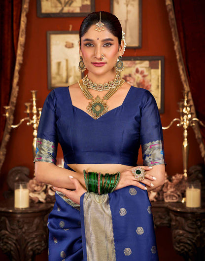 Royal Blue Silk Woven Paithani Saree