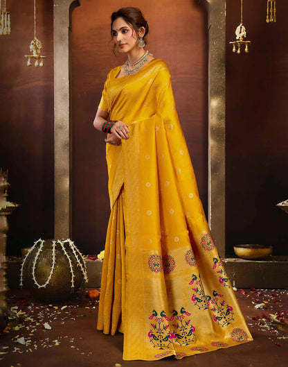 Yellow Silk Woven Paithani Saree