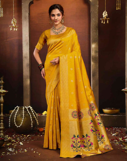 Yellow Silk Woven Paithani Saree