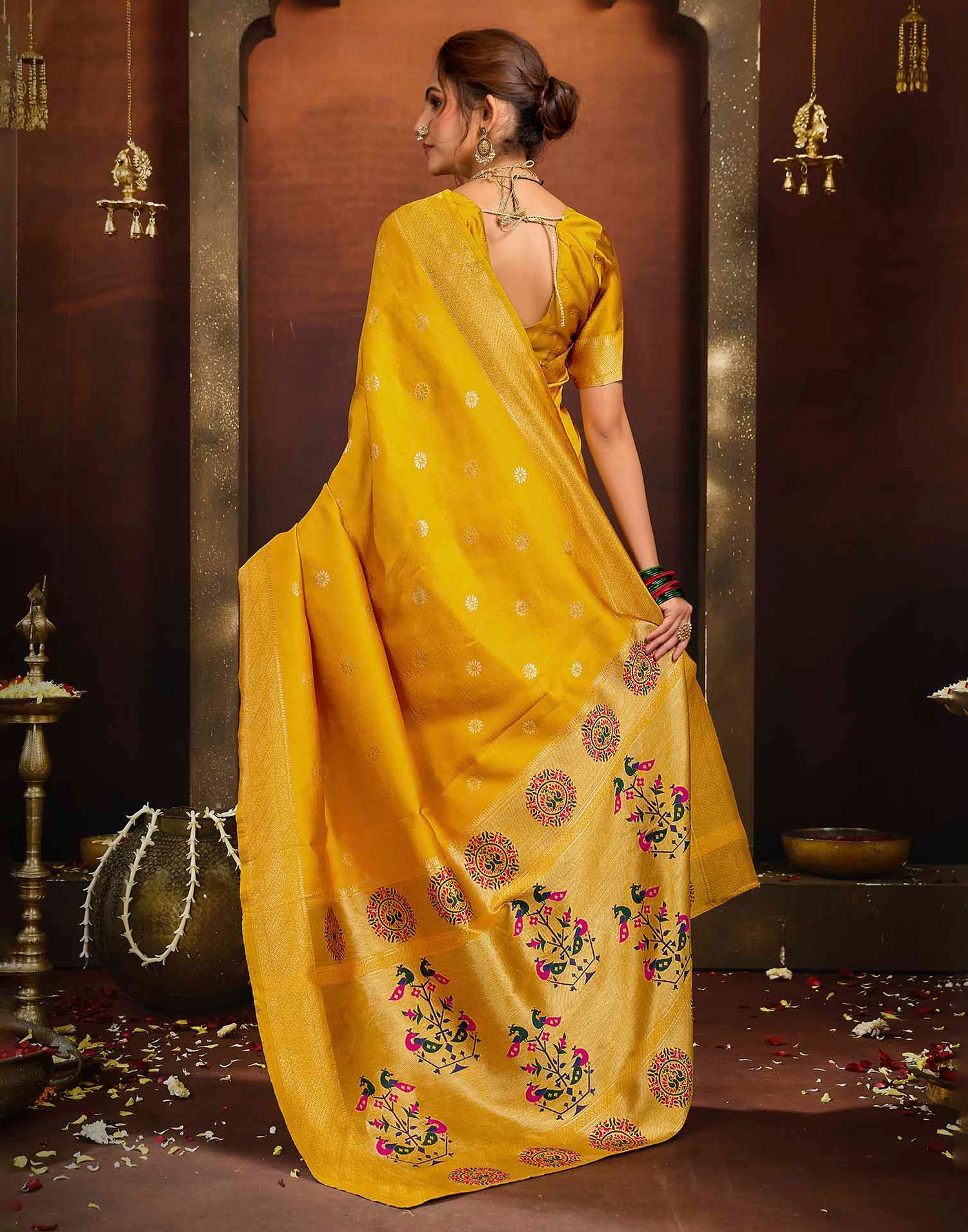 Yellow Silk Woven Paithani Saree