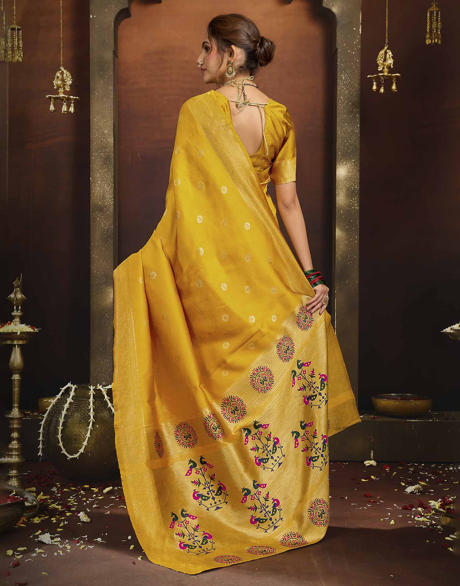 Yellow Silk Woven Paithani Saree