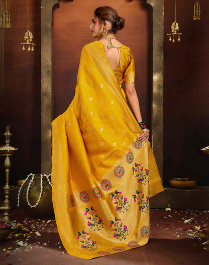 Yellow Silk Woven Paithani Saree