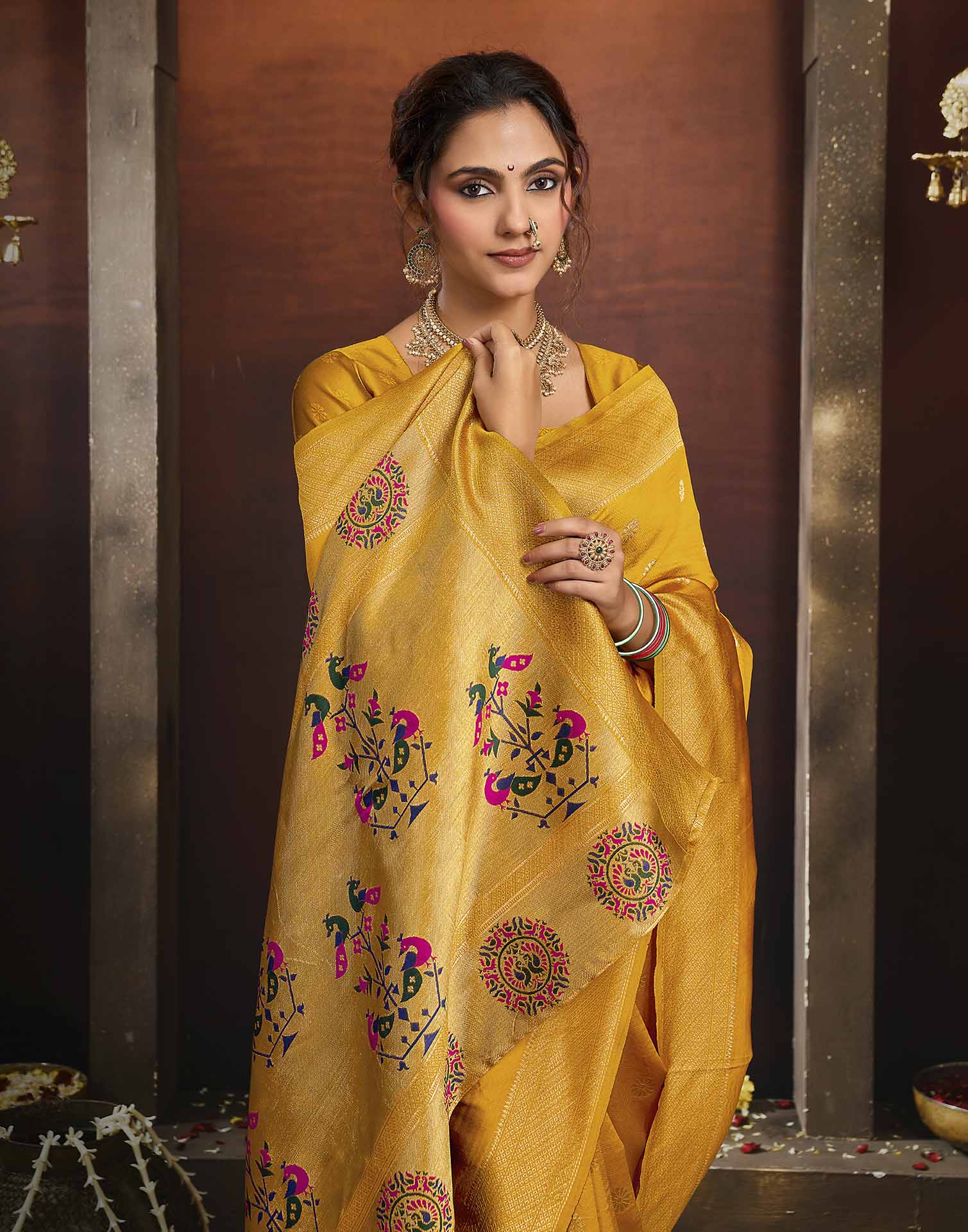 Yellow Silk Woven Paithani Saree