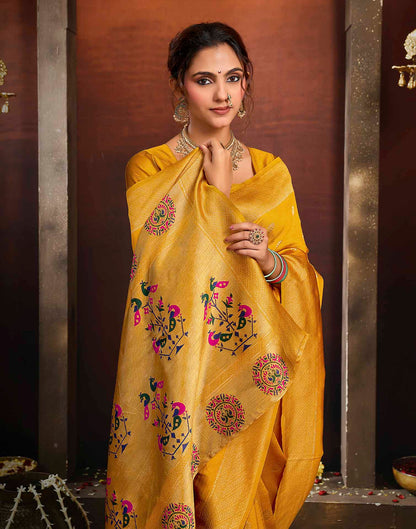 Yellow Silk Woven Paithani Saree