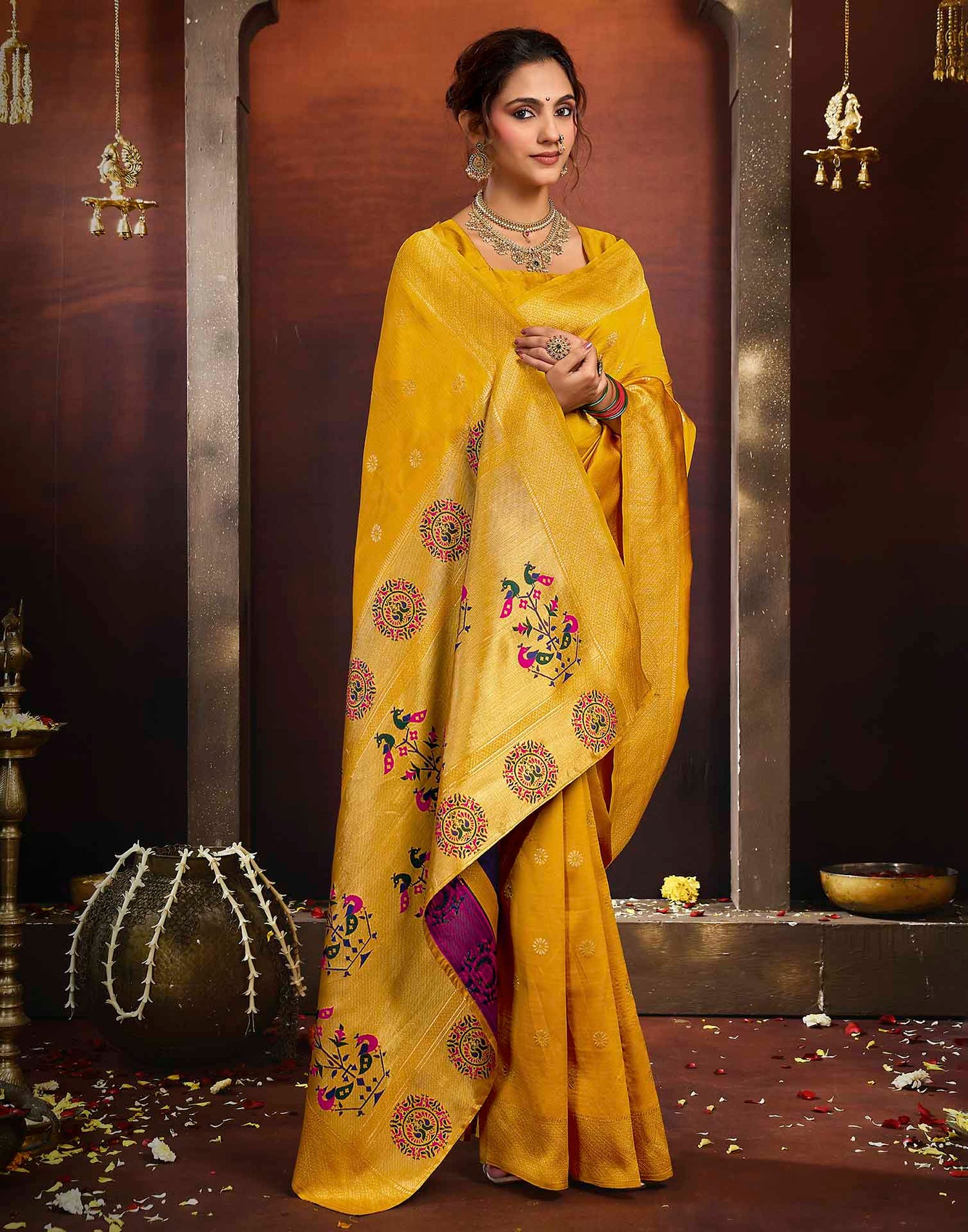 Yellow Silk Woven Paithani Saree