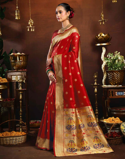 Red Silk Woven Paithani Saree