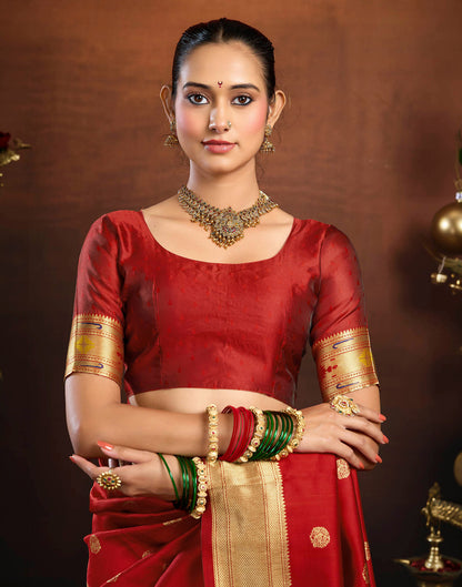 Red Silk Woven Paithani Saree