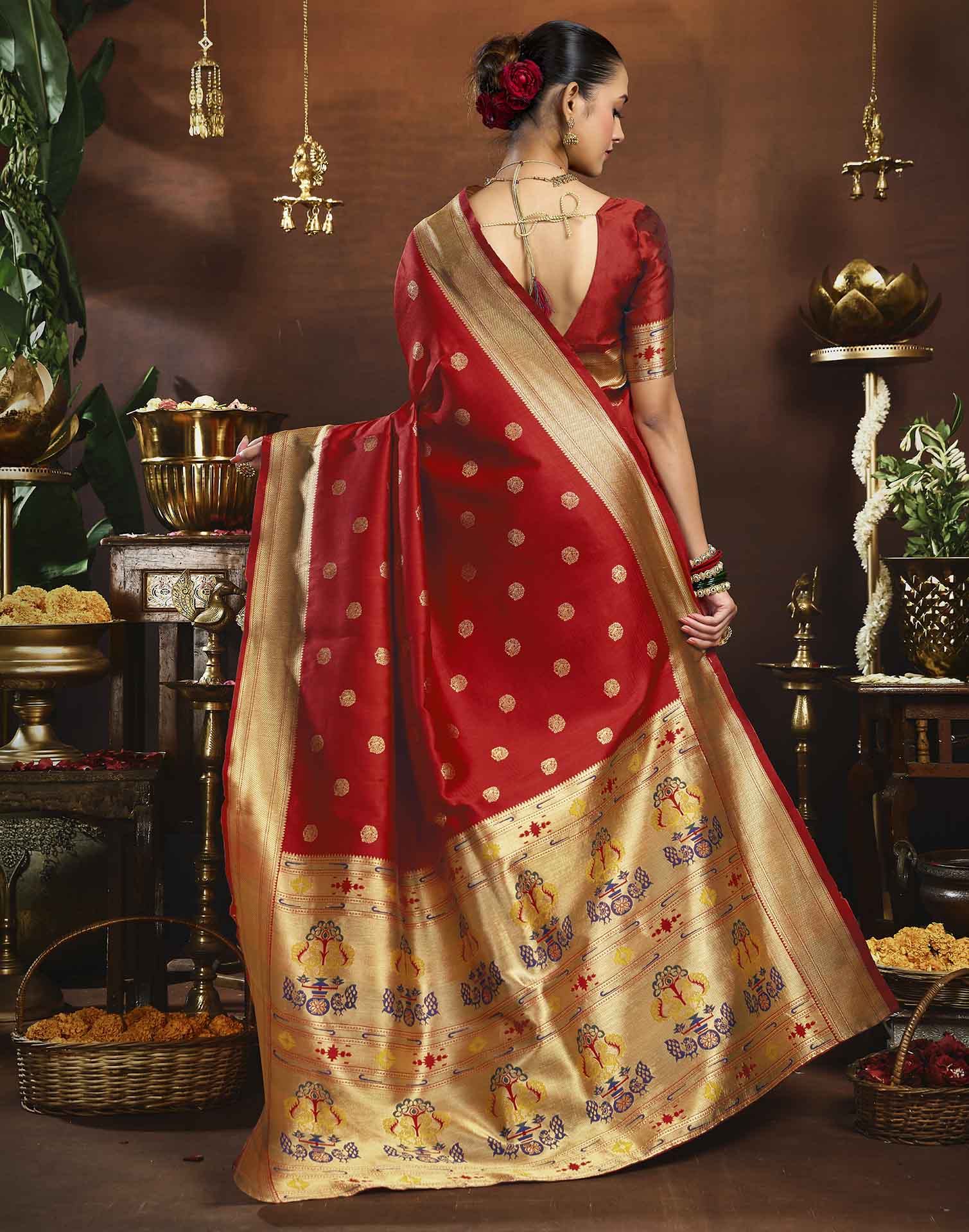 Red Silk Woven Paithani Saree