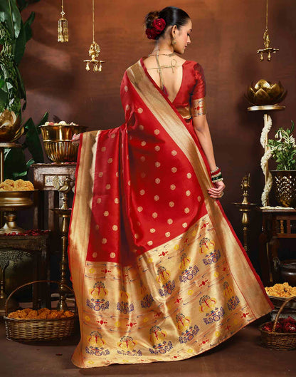 Red Silk Woven Paithani Saree
