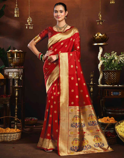 Red Silk Woven Paithani Saree