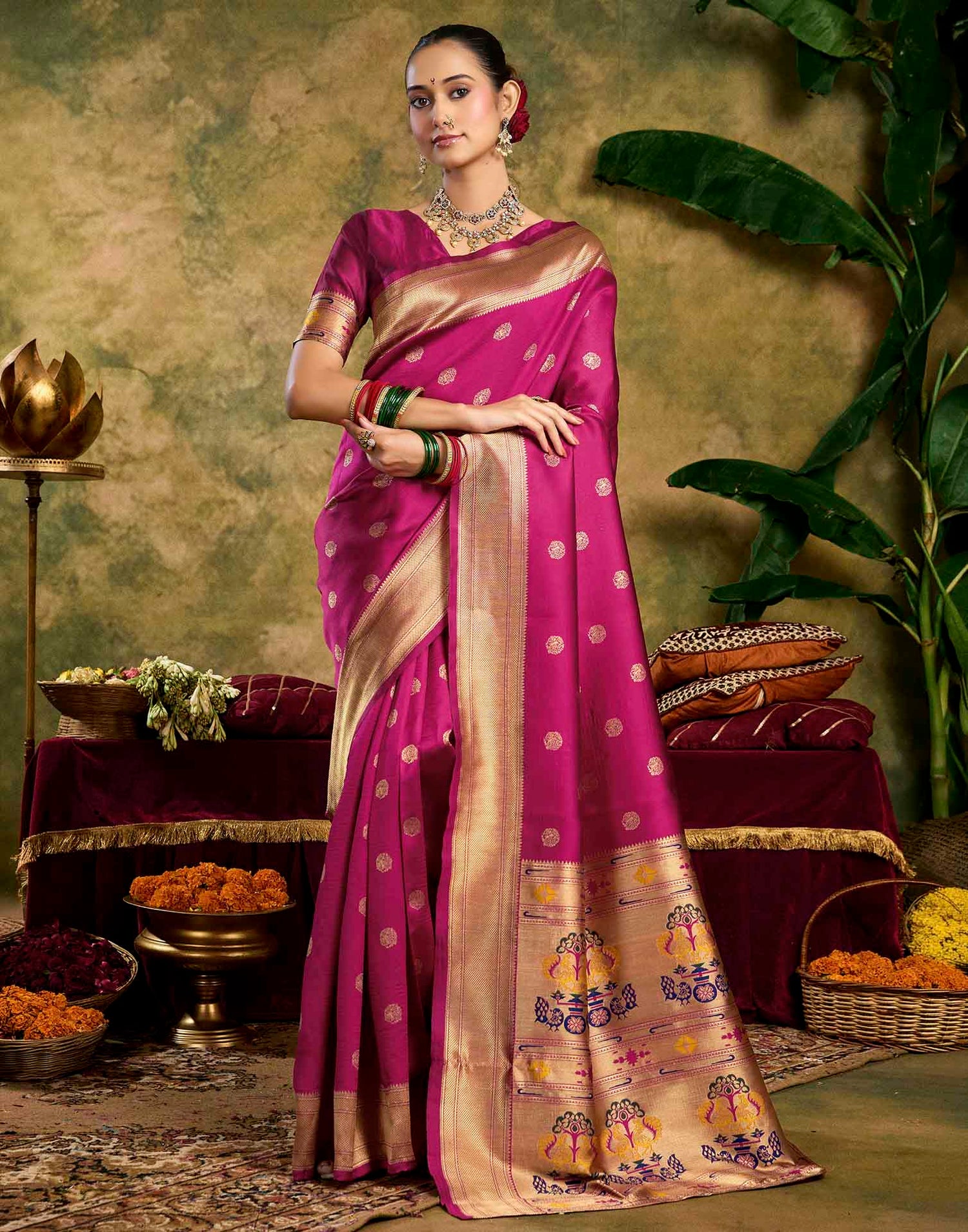 Pink Silk Woven Paithani Saree