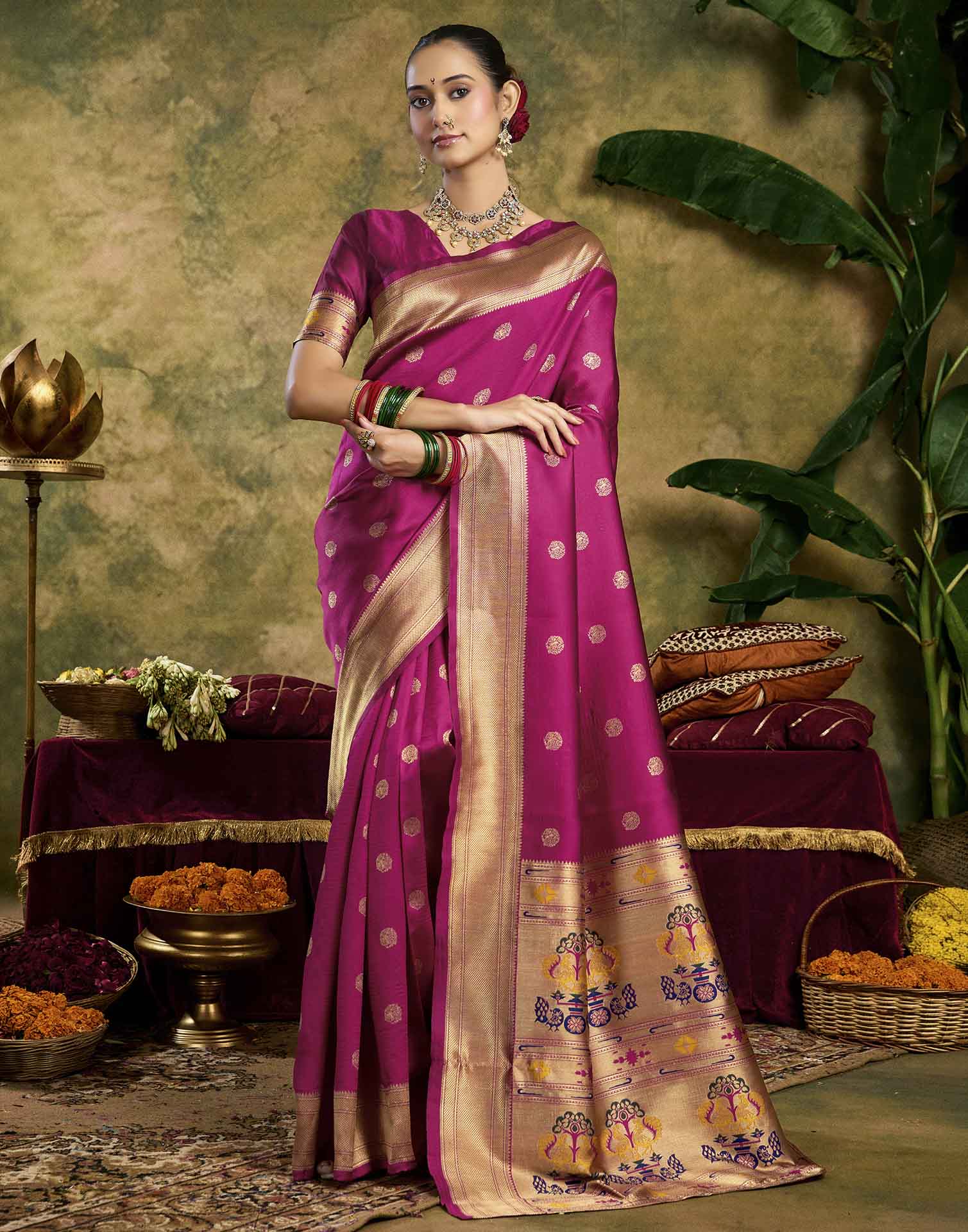 Pink Silk Woven Paithani Saree