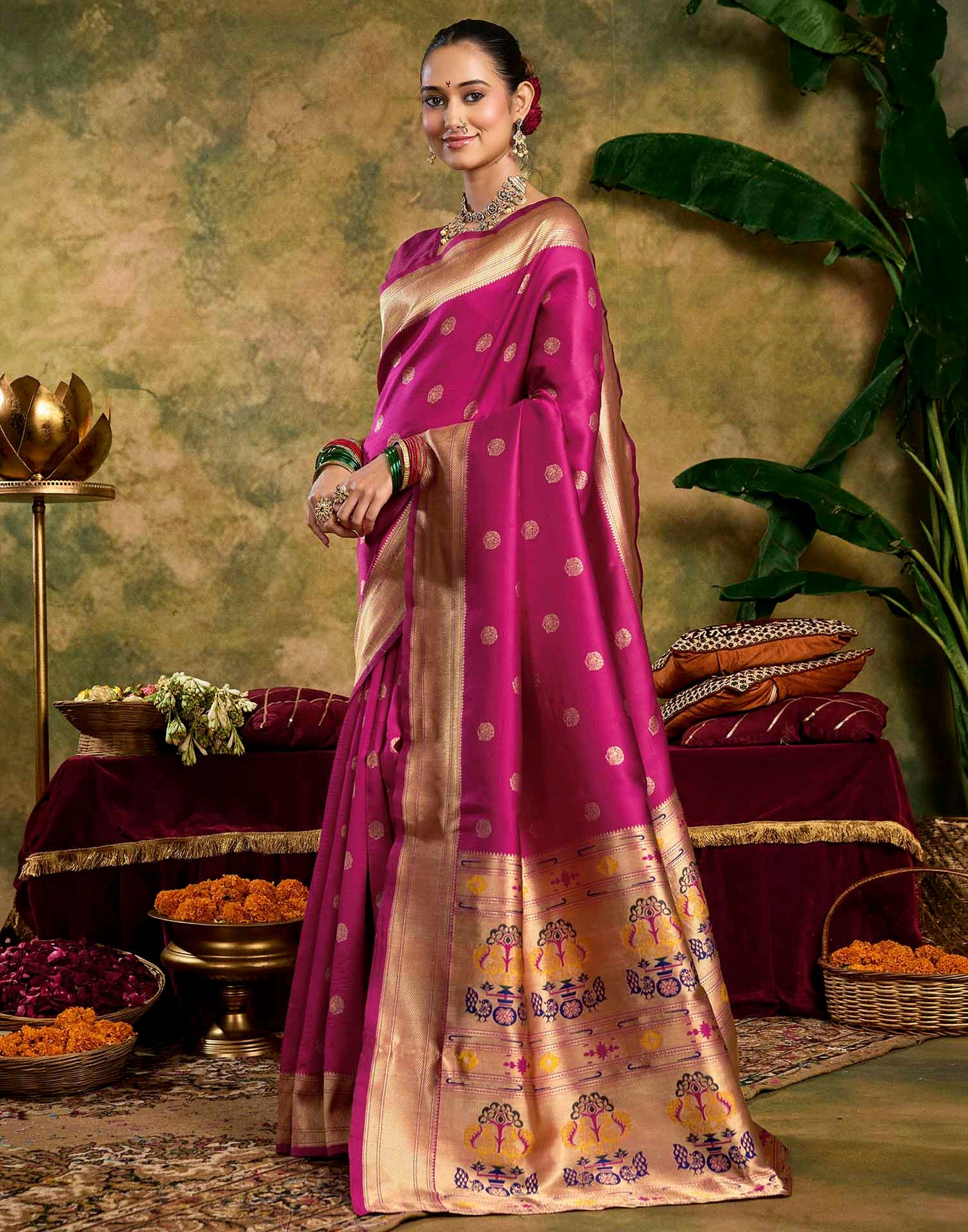 Pink Silk Woven Paithani Saree