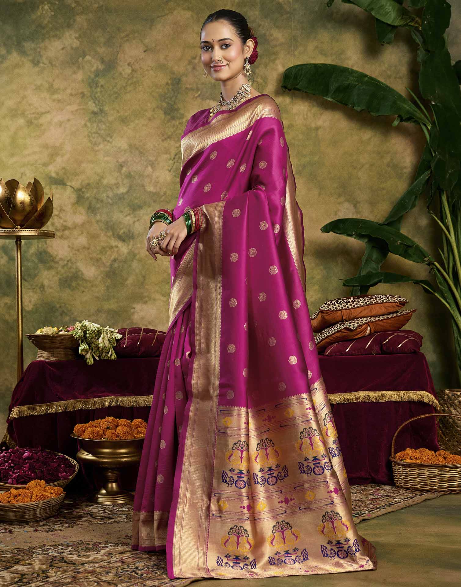 Pink Silk Woven Paithani Saree