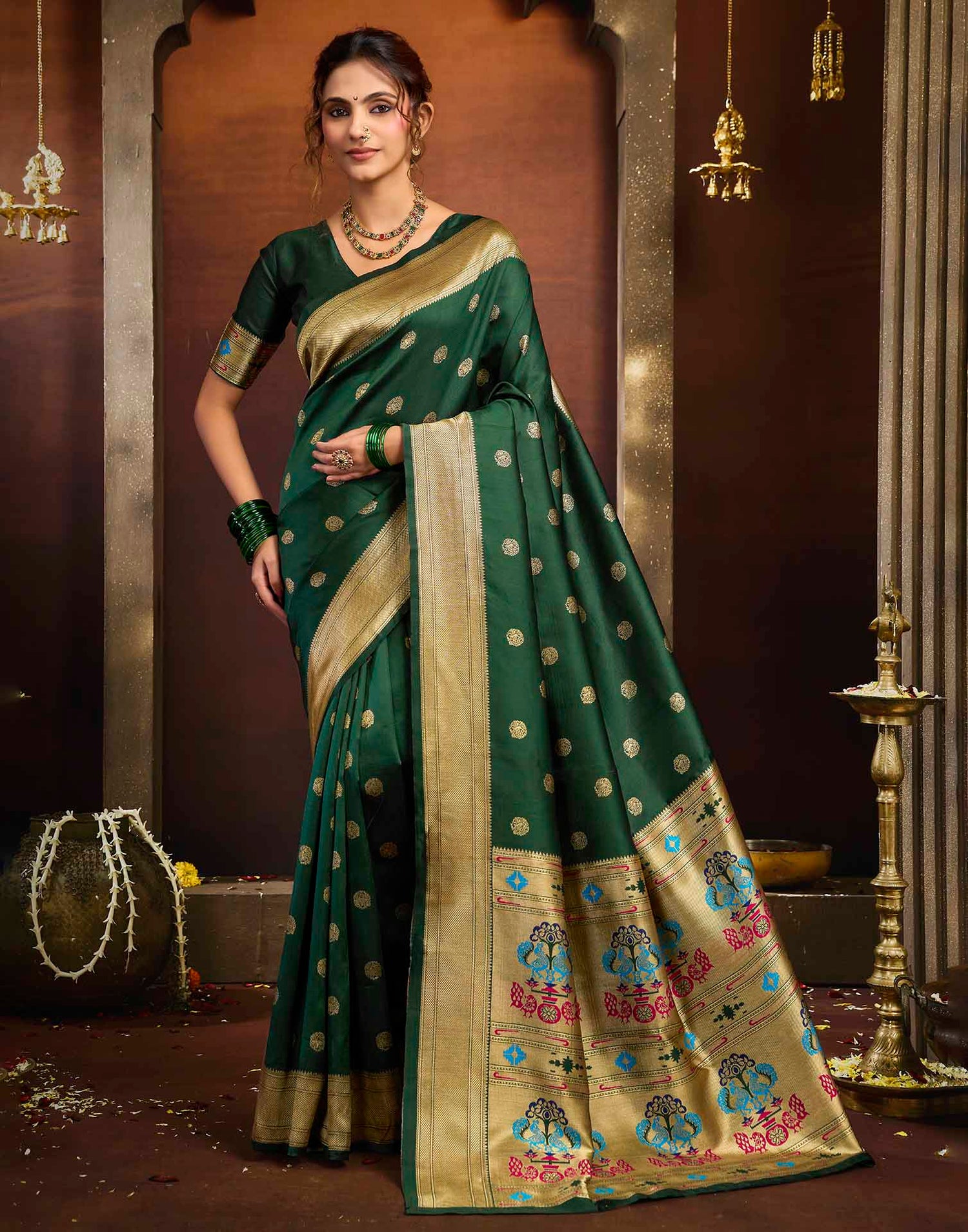 Green Silk Woven Paithani Saree