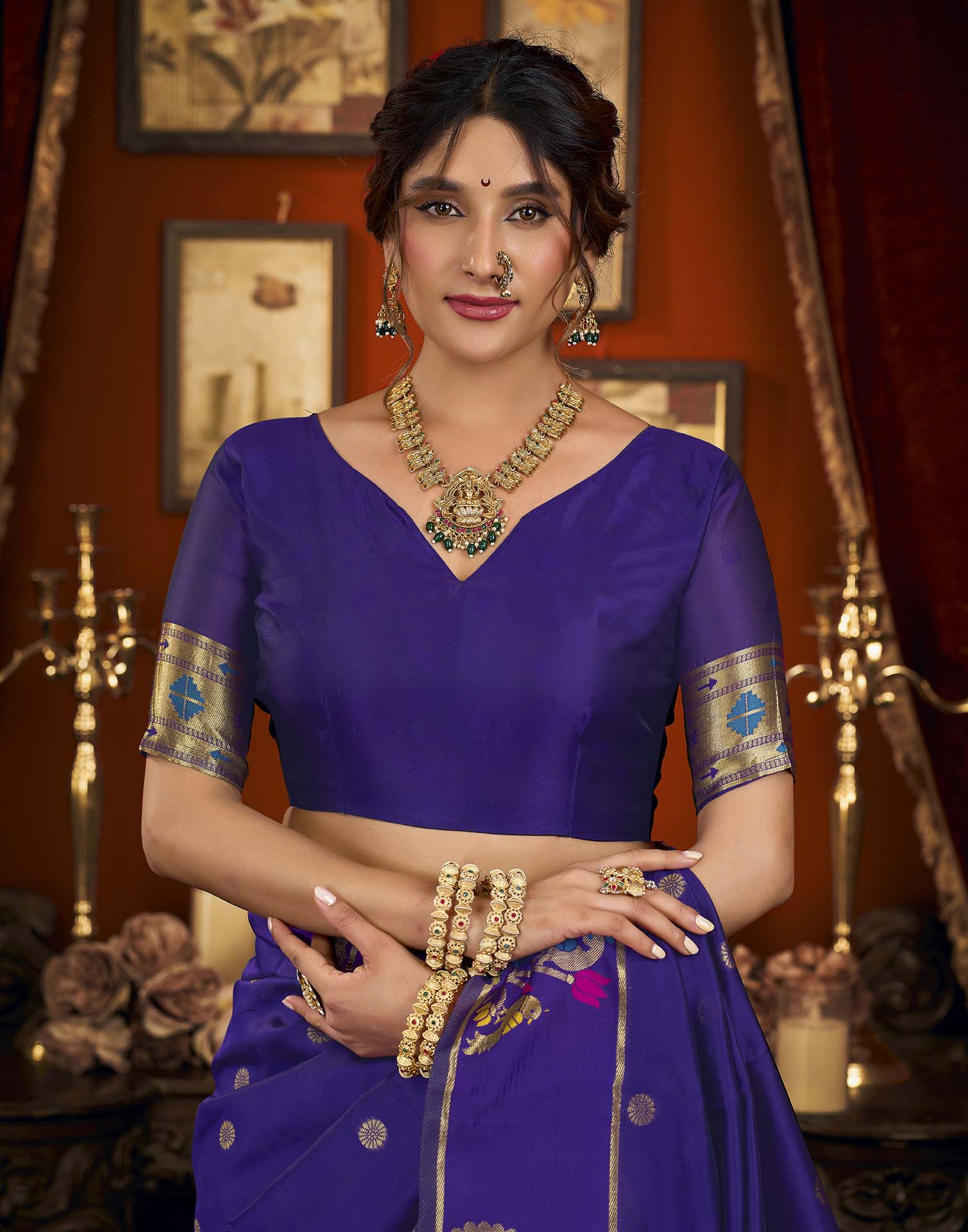 Purple Silk Woven Paithani Saree