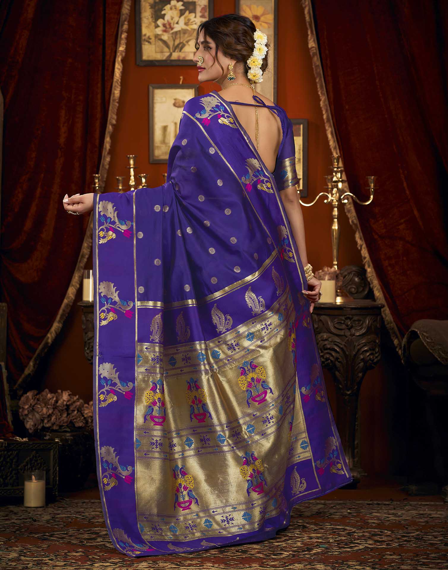 Purple Silk Woven Paithani Saree