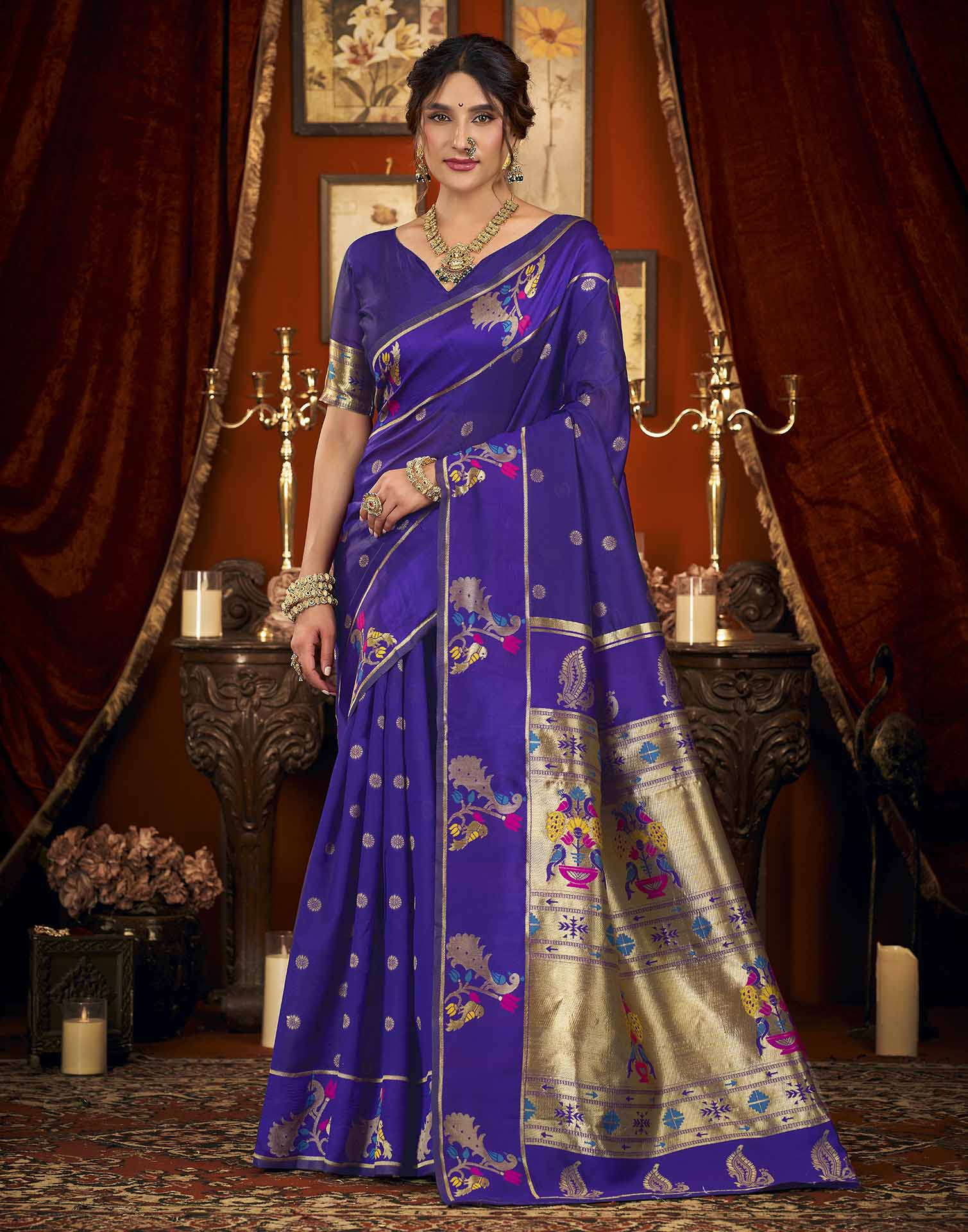 Purple Silk Woven Paithani Saree