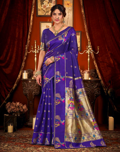 Purple Silk Woven Paithani Saree