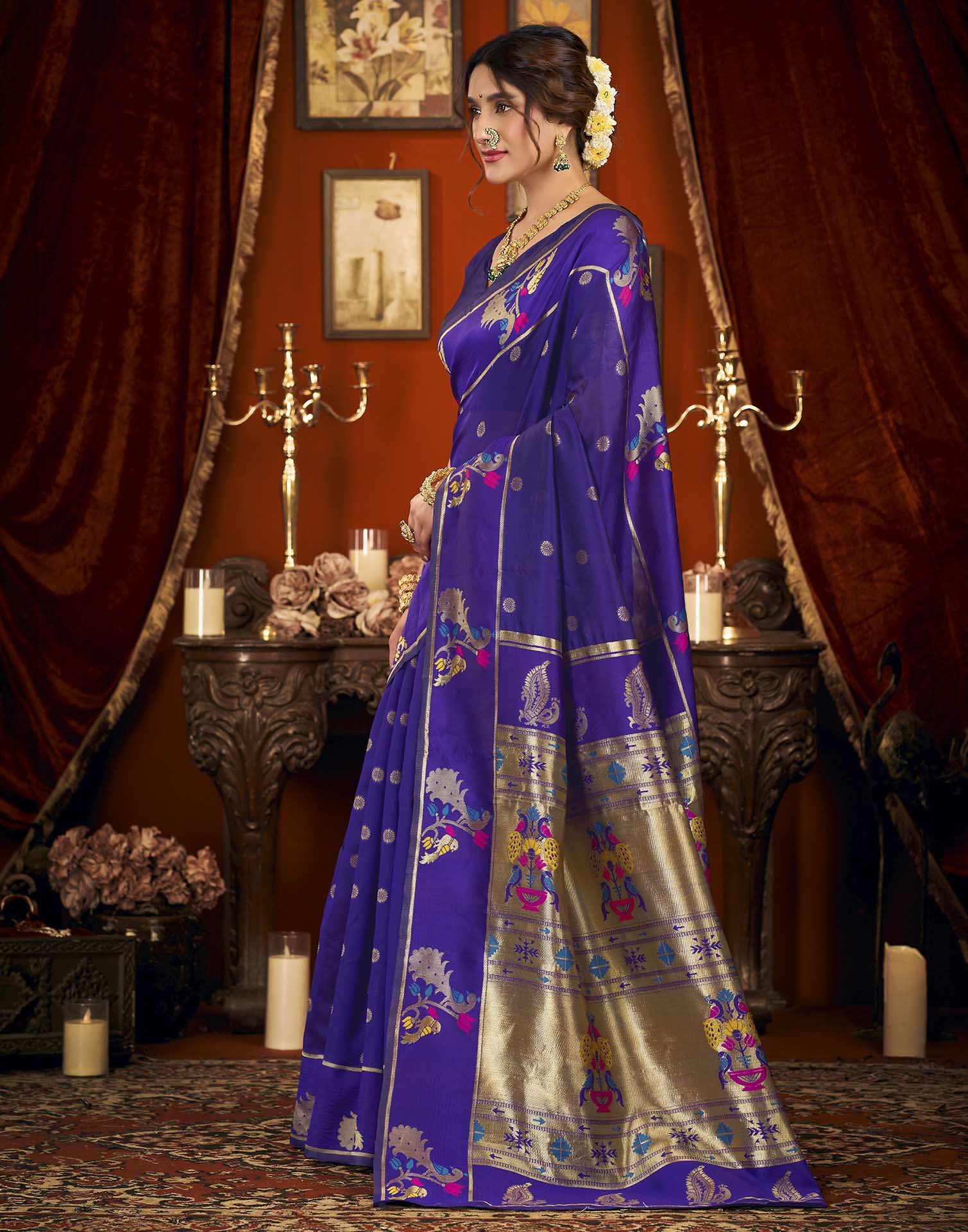 Purple Silk Woven Paithani Saree