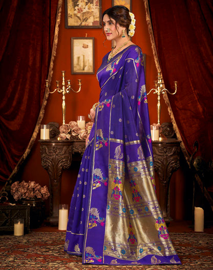 Purple Silk Woven Paithani Saree